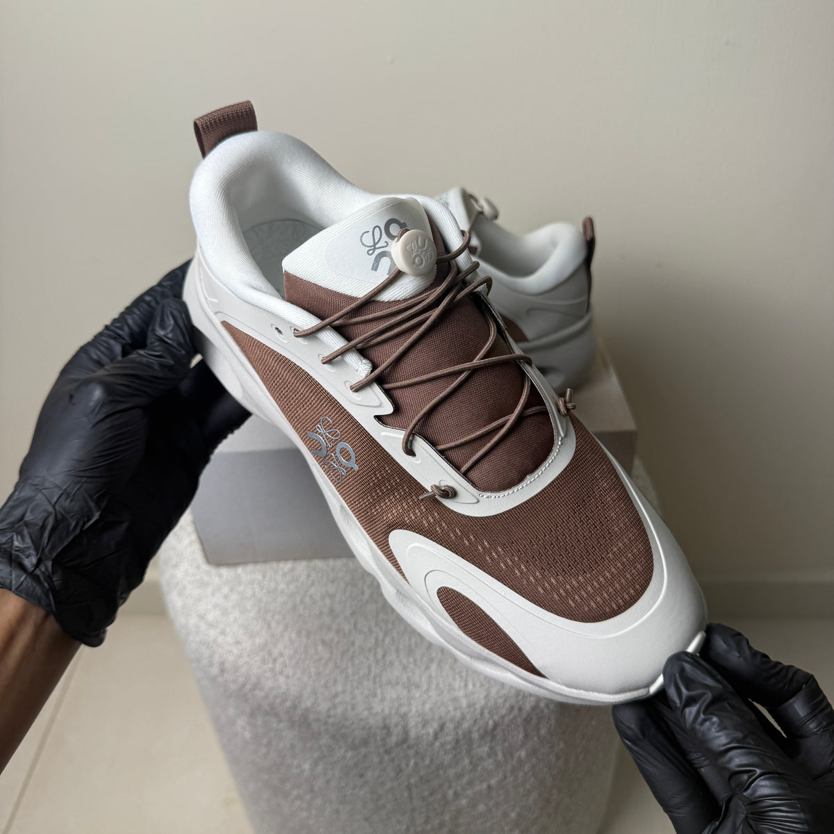 Loewe x Cloudsolo in the "Taupe / Eggshell"