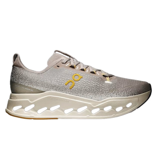 On Cloudsurfer Max in the "Cinder Pelican" colorway.