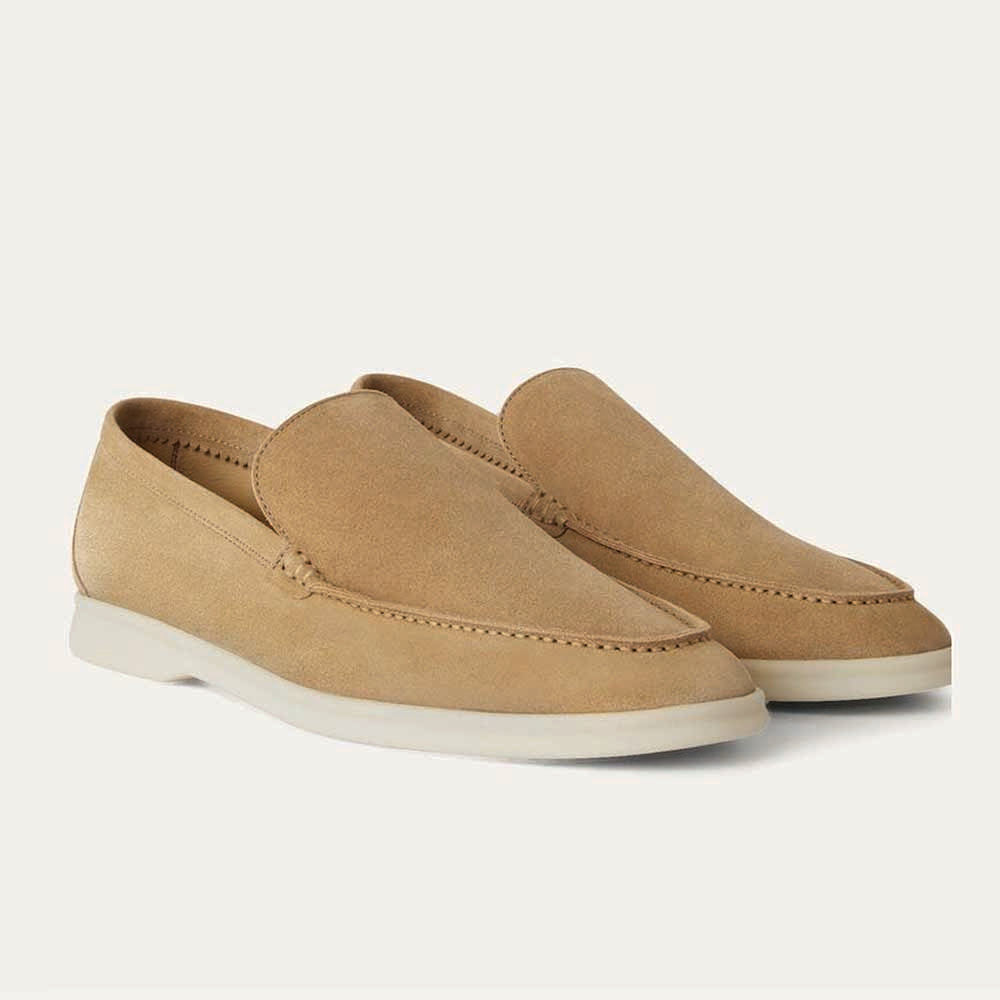 Beige Suede Loafers