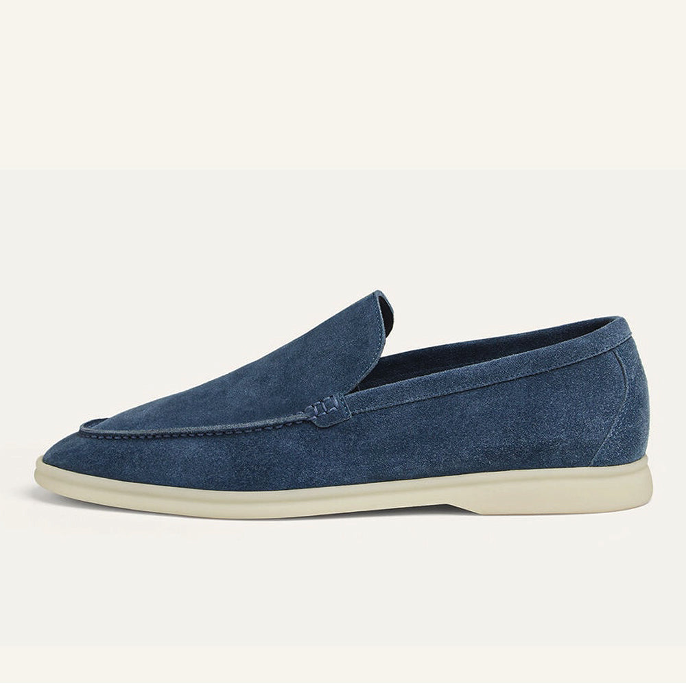 Navy Blue Suede Loafers