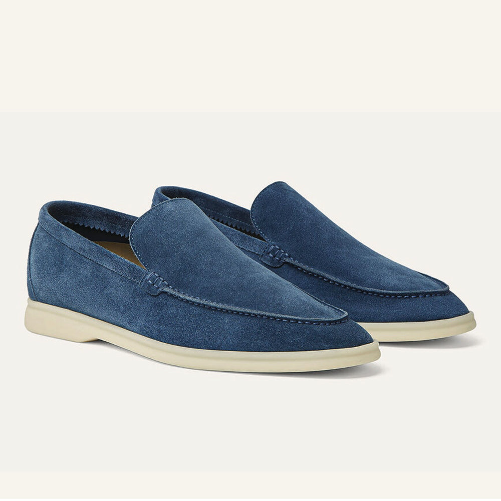 Navy Blue Suede Loafers