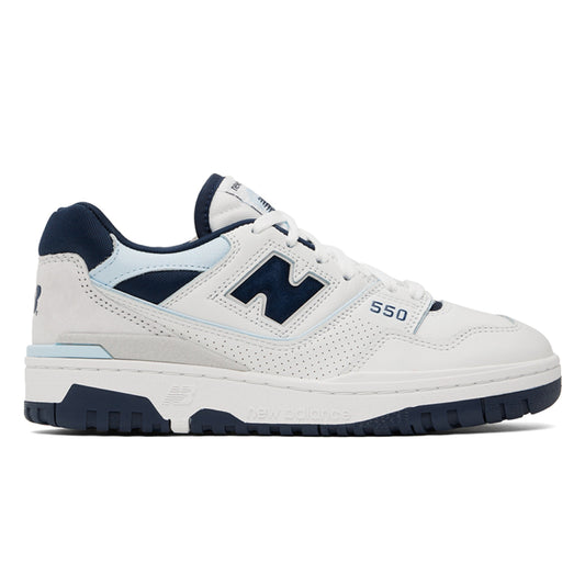 NB 550 White Dark Blue